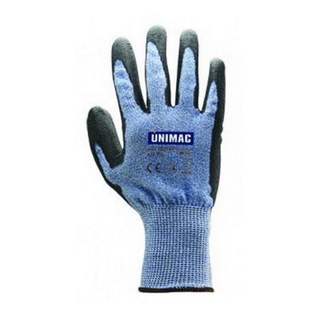 Γάντια Εργασίας Συνθετικά Anti Cut Υαλοϋφασμα / PU Γκρι UNIMAC Νο 9,10